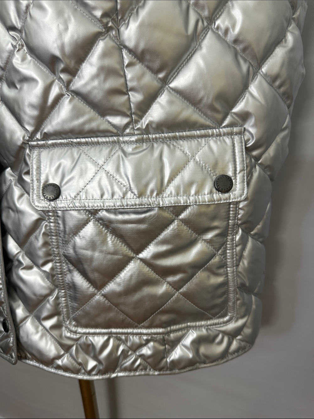 NWT Talbots Puffer Vest Silvertone Poly Down Zip Snap Closure Pockets Size 2X - Picture 6 of 9